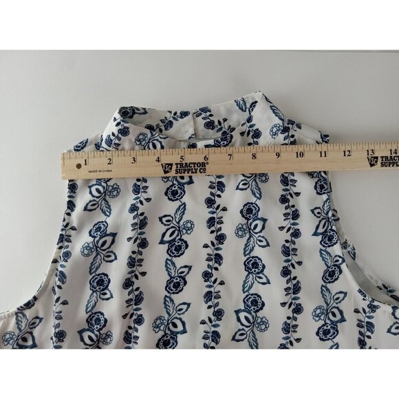 Altar D State Womens Mini Dress White Blue Floral Sleeveless Keyhole Back Size S - Picture 6 of 9